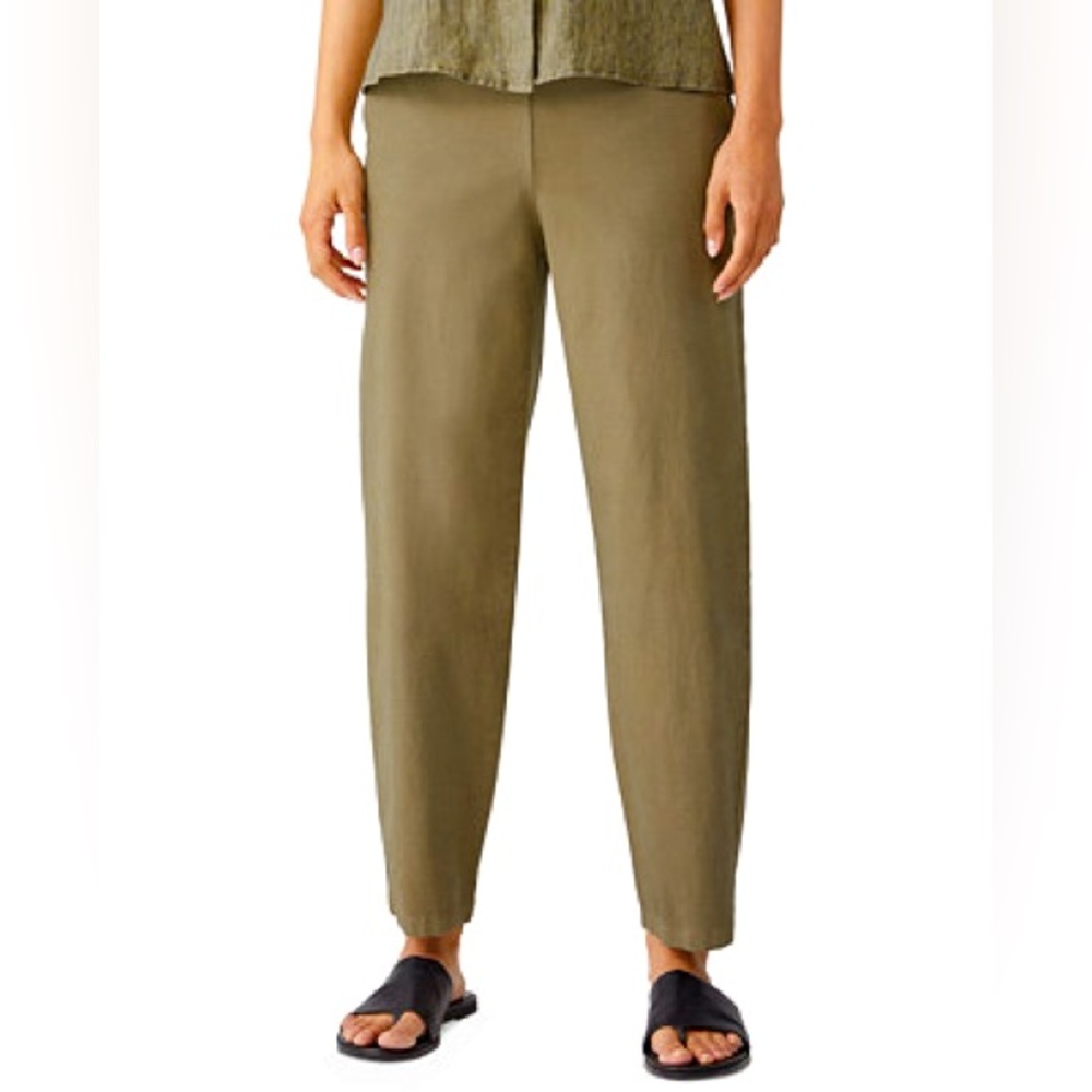 Eileen Fisher Green Cropped Ankle Pants stretch size L‎